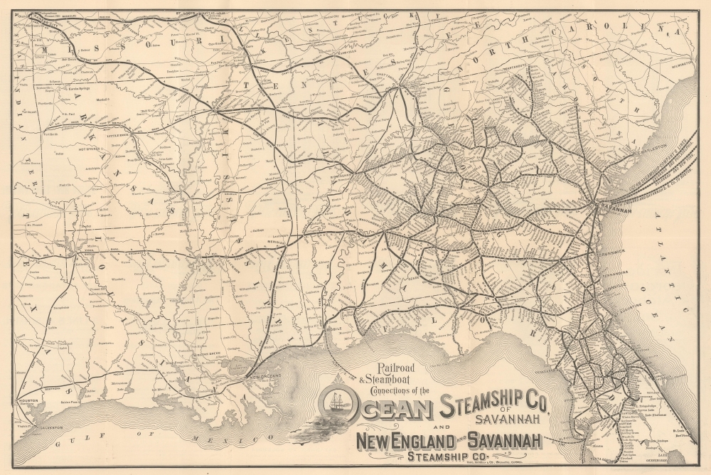 Railroad and Steamboat Connections of the Ocean Steamship Co. of Savannah and New England and Savannah Steamship Co. - Main View