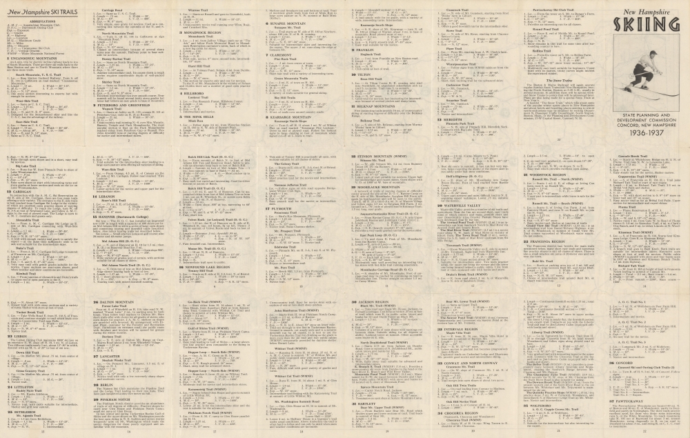 Map of New Hampshire Ski Trails 1936-7. - Alternate View 1