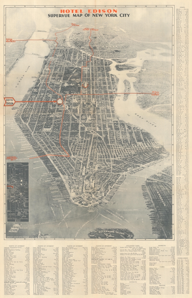 Hotel Edison SuperVue Map of New York City. - Main View