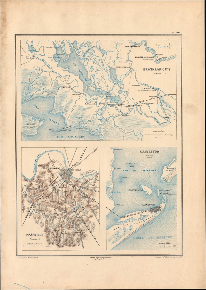 Brashear City (Louisianie) / Nashville (Tennessee) / Galveston (Texas). - Main View