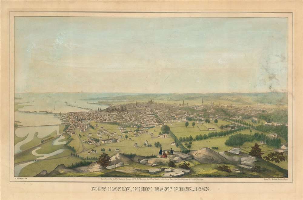 New Haven, From East Rock, 1853. - Main View