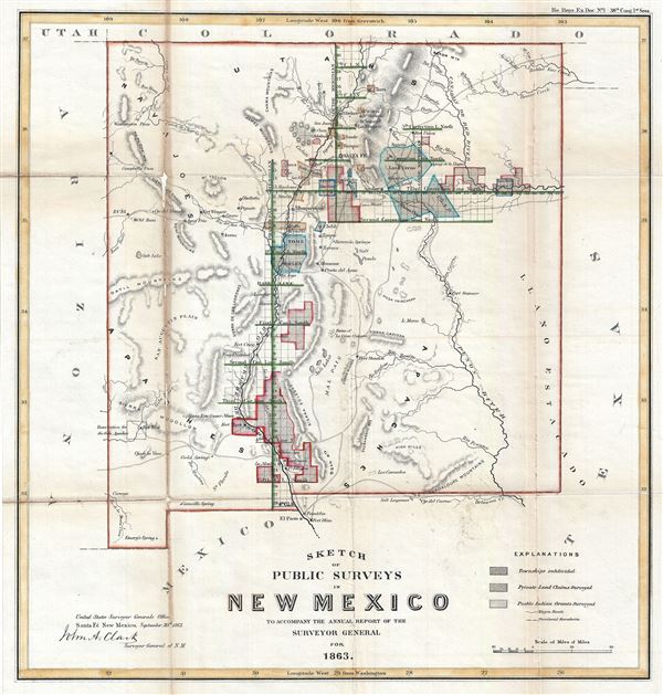 Sketch of Public Surveys in New Mexico to Accompany the Annual Report of the Surveyor General for 1863. - Main View