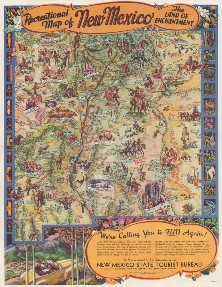 Recreational Map of New Mexico. The Land of Enchantment. - Main View