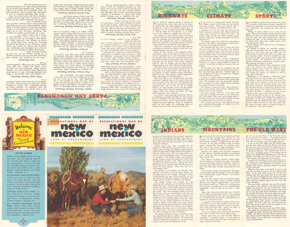 Recreational Map of New Mexico. The Land of Enchantment. - Alternate View 1