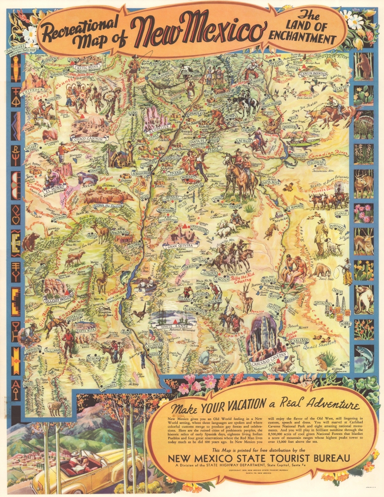 Recreational Map of New Mexico. The Land of Enchantment. - Main View