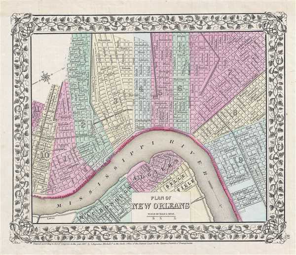 Plan Of New Orleans Geographicus Rare Antique Maps   NewOrleans Mitchell 1867 