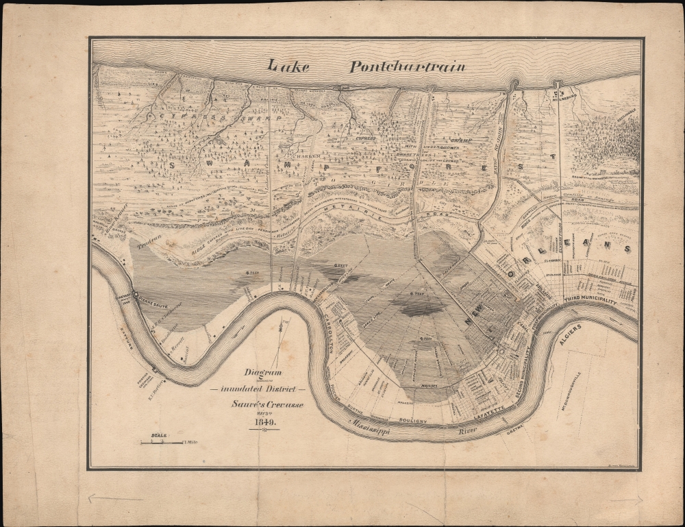 Diagram showing the inundated District Sauvé's Crevasse May 3rd 1849. - Main View