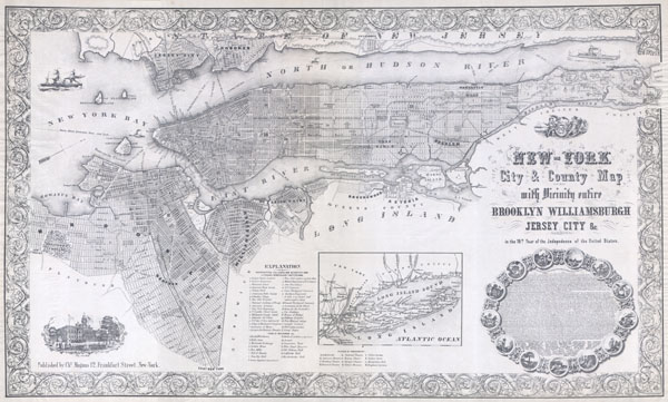 New-York City & County Map with Vicinity entire Brooklyn Williamsburgh Jersey City &c. in the 79th Year of Independence of the United States - Main View