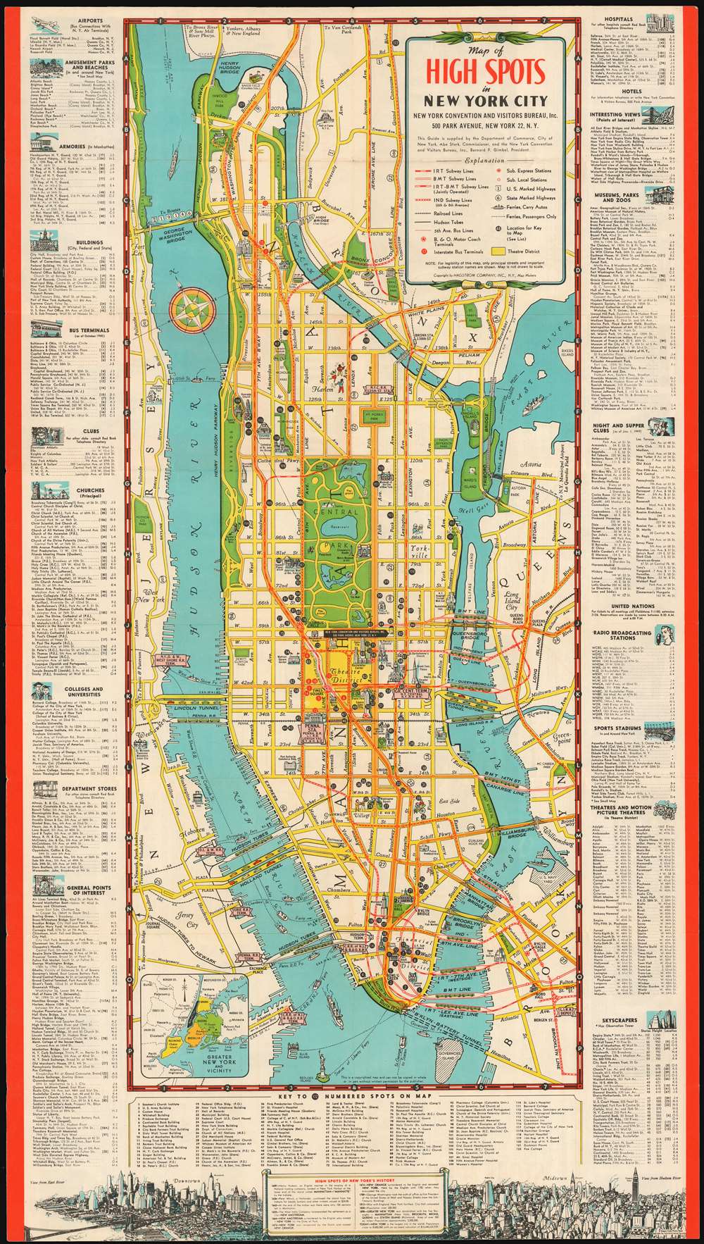 tourist map of new york Map Of High Spots In New York City Geographicus Rare Antique Maps tourist map of new york