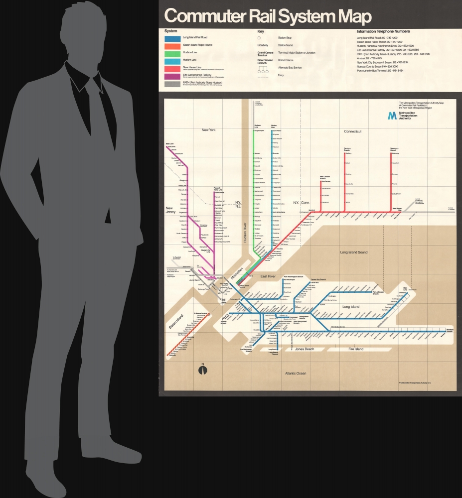 Commuter System Rail Map. / The Metropolitan Transportation Authority Map of Commuter Rail Facilities in the New York Metropolitan Region. - Alternate View 1