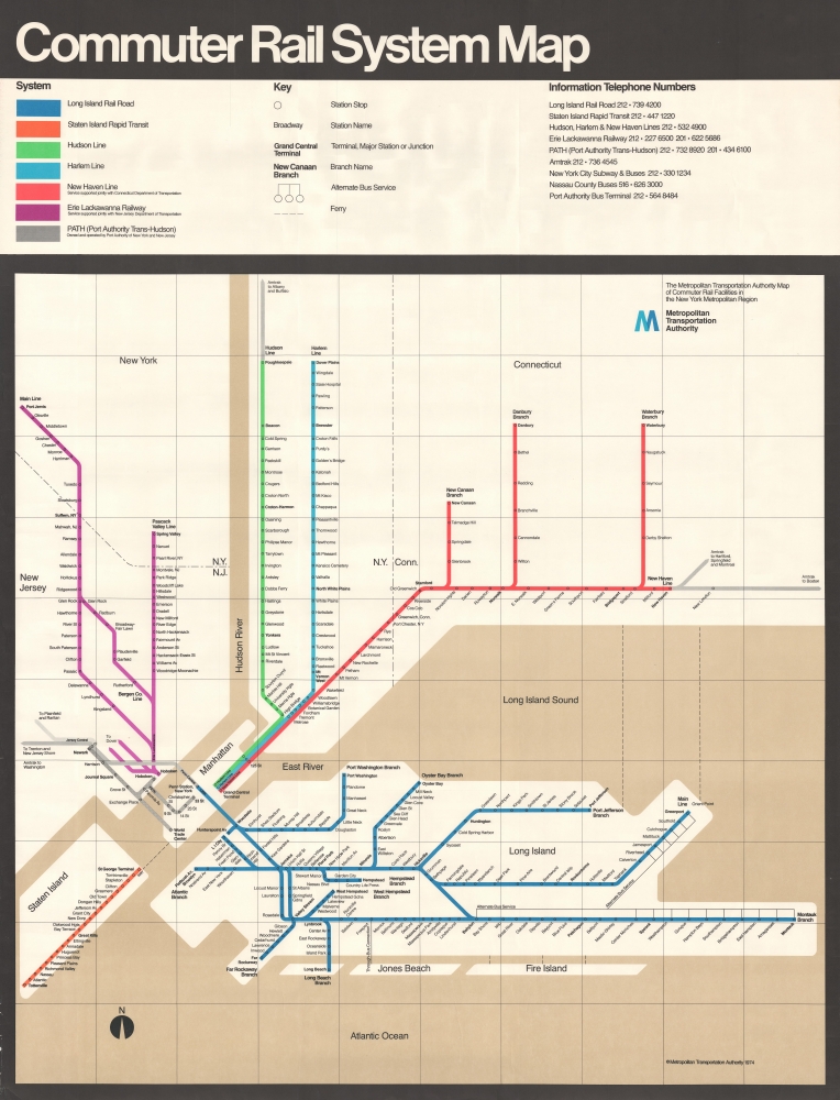 Commuter System Rail Map. / The Metropolitan Transportation Authority Map of Commuter Rail Facilities in the New York Metropolitan Region. - Main View