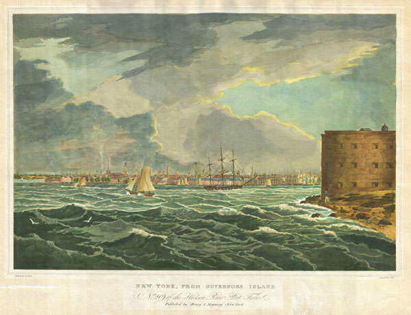 New York, From Governors Island. No.2 20 of theHudson River Port Folio.  Published by Henry I. Megarey New York. - Main View