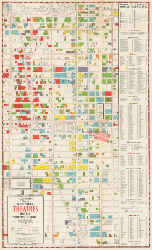 Hagstrom's Map of New York Theatres, Hotels, Shopping District. - Main View