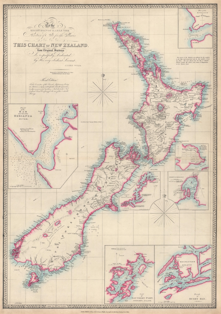 To the Right Honourable the Secretary of State for the Colonies etc. etc. etc. This Chart of New Zealand from Original Surveys is Respectfully Dedicated by His very obedient Servant James Wyld. - Main View