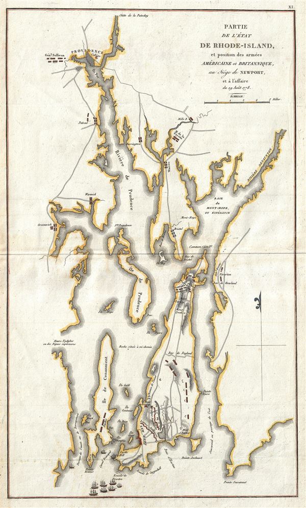 Partie de L'Etat de Rhode-Island et Position des Armees Americaine et ...