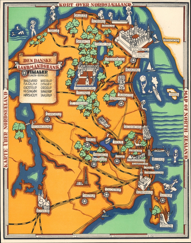 Kort over Nordsjælland. / Karte über Nordseeland. / Map of North Zealand. - Main View