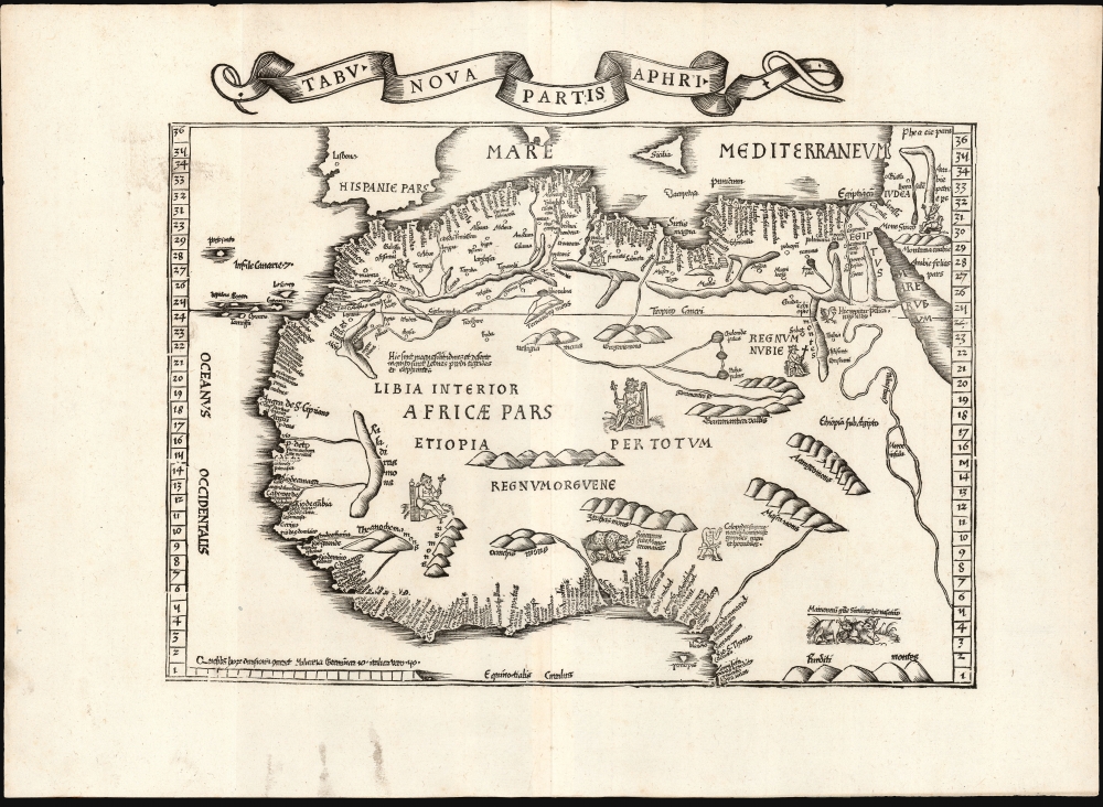 1522 / 1525 Waldseemüller / Fries map of Northern Africa