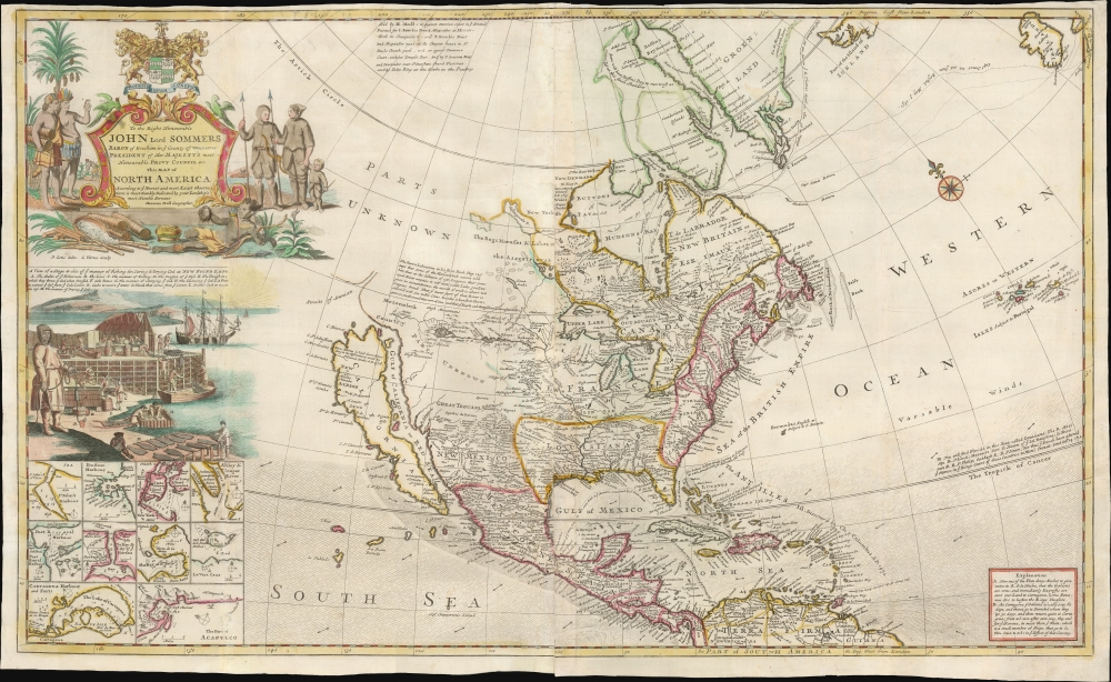 To The Right Honorable John Lord Sommers...This Map of North America According To Ye Newest and Most Exact Observations . . . - Main View