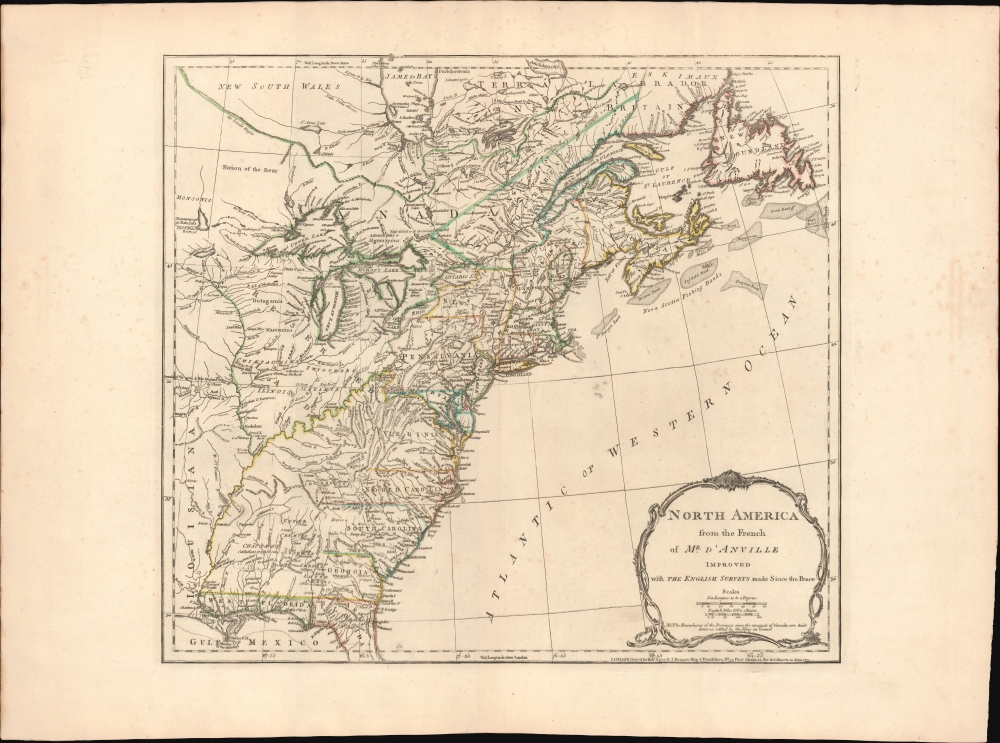 North America from the French of Mr. D'Anville improved with The English Surveys made since the Peace. - Main View