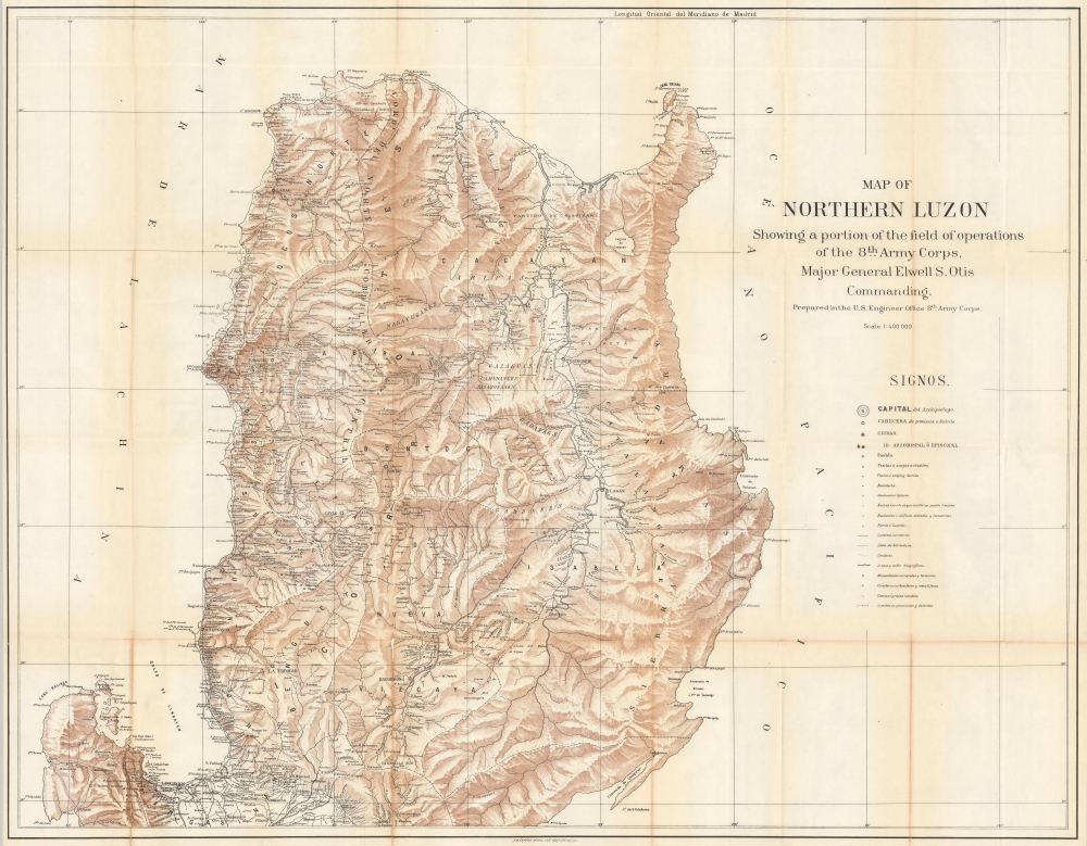 Map of Northern Luzon Showing a portion of the field operations of the 8th Army Corps, Major General Elwell S. Otis Commanding. - Main View