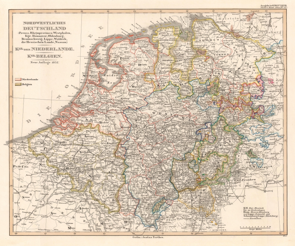 Nordwestliches Deutschland (Preuss, Rheinprovinz u. Westphalen, Kgr. Hannover, Oldenburg, Braunschweig, Lippe, Waldeck, die Hessischen Lande, Nassau) Kgr. der Niederlande. Kgr. Belgien. - Main View