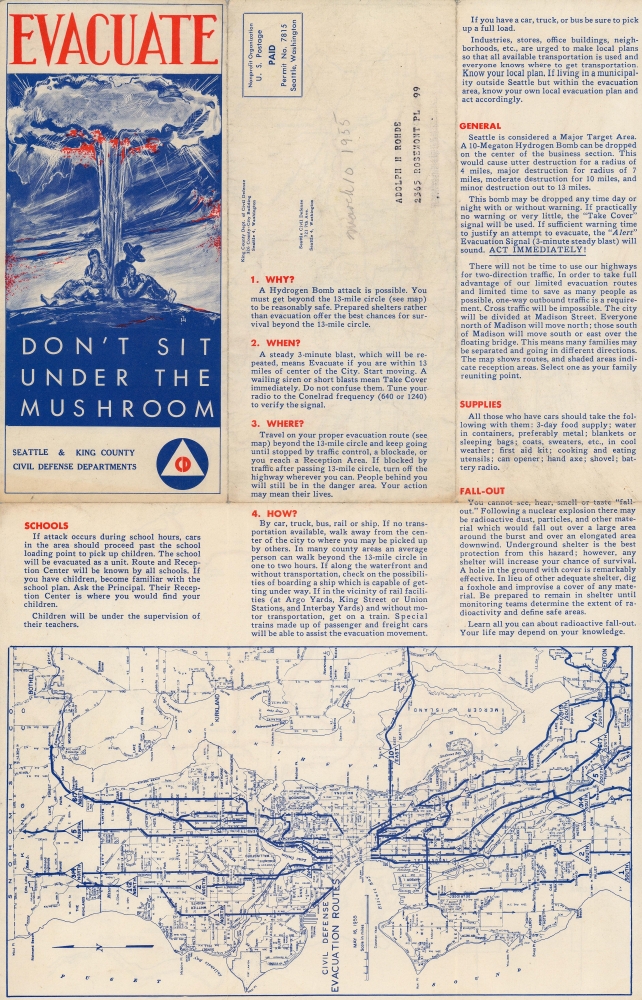 EVACUATE. Don't Sit Under the Mushroom. Civil Defense Evacuation Routes King County, Washington. - Alternate View 1