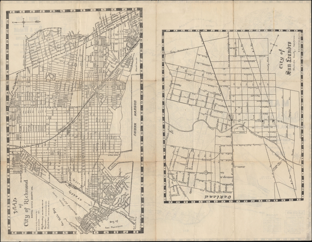 Map of Oakland, Alameda, Berkeley Piedmont and Vicinity. - Alternate View 1