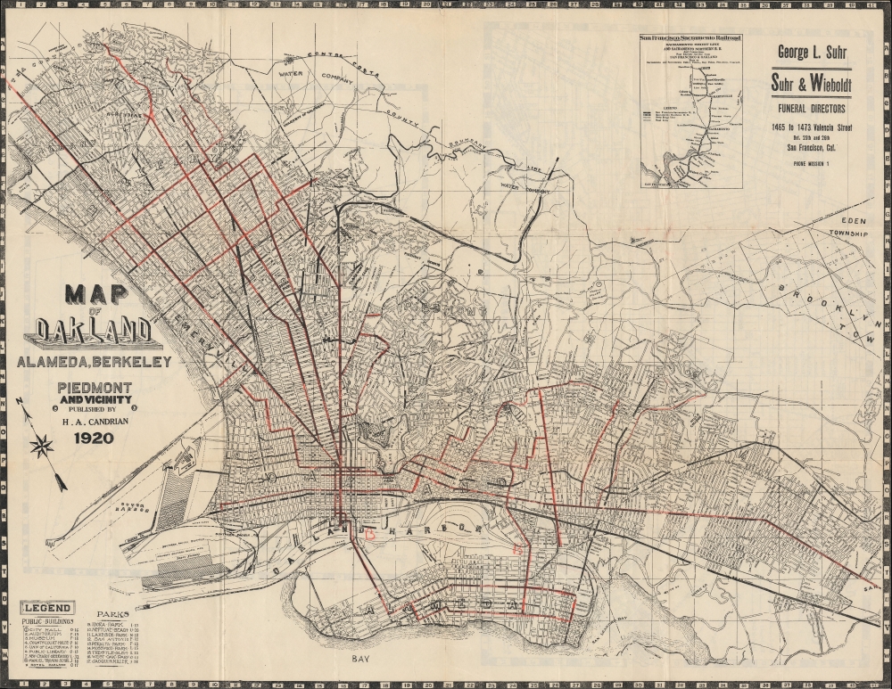 Map of Oakland, Alameda, Berkeley Piedmont and Vicinity. - Main View