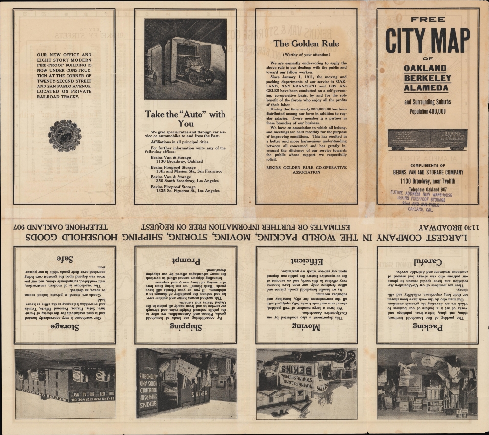 Bekins Van and Storage Co.'s Map of Oakland, Piedmont, Berkley and Alameda. - Alternate View 1