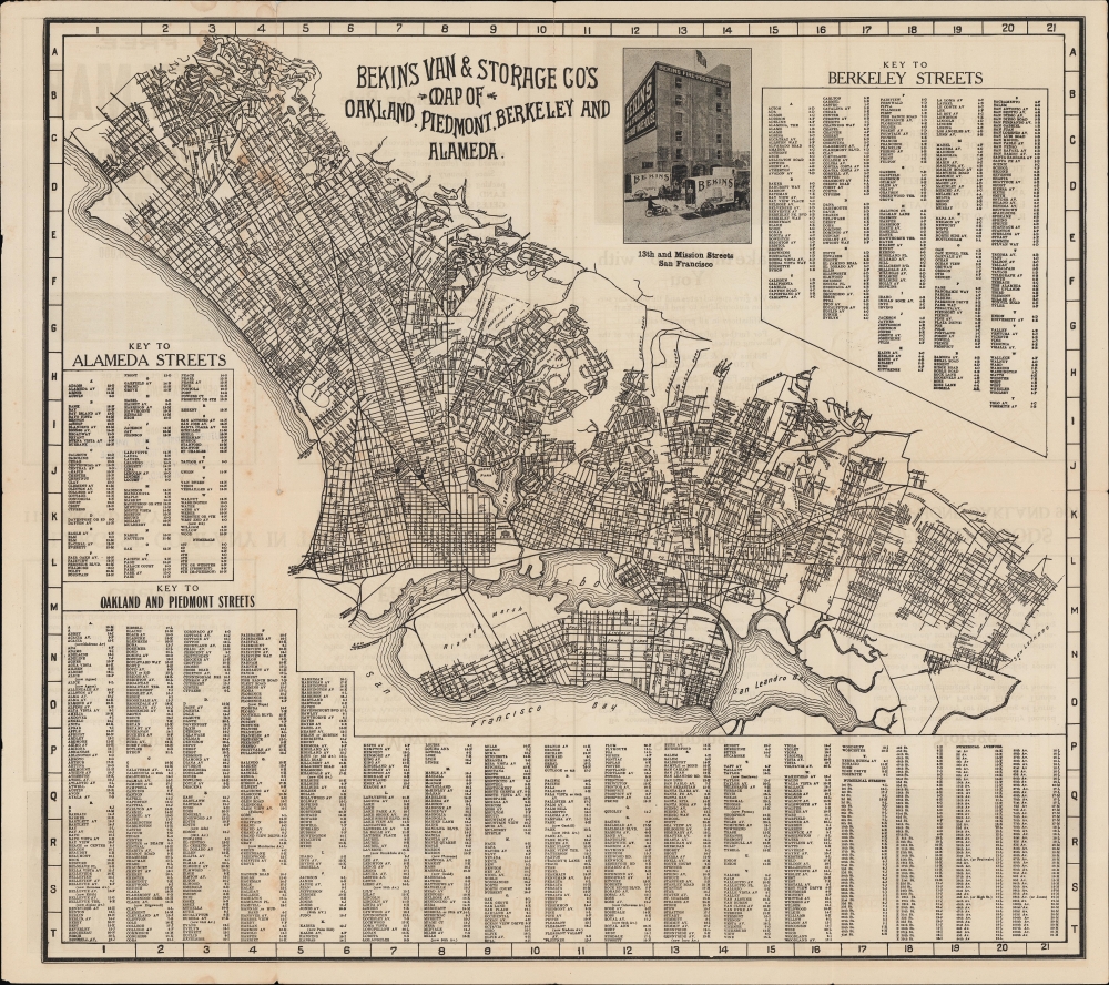 Bekins Van and Storage Co.'s Map of Oakland, Piedmont, Berkley and Alameda. - Main View