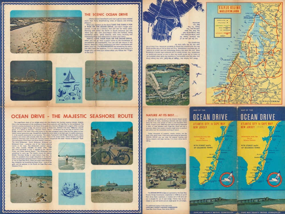 Map of the Ocean Drive. Atlantic City to Cape May, New Jersey. - Alternate View 1