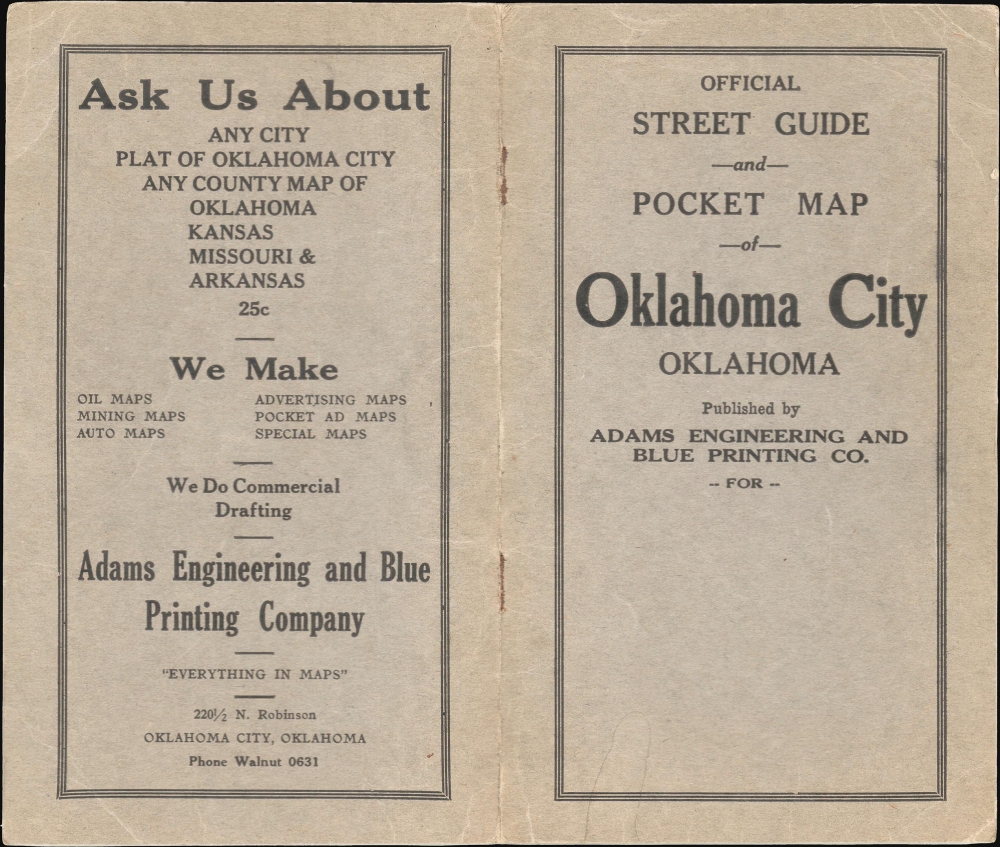 Official Street Guide and Pocket Map of Oklahoma City Oklahoma / Map of Oklahoma City Oklahoma compiled from official records by the Adams Engineering Company. - Alternate View 2