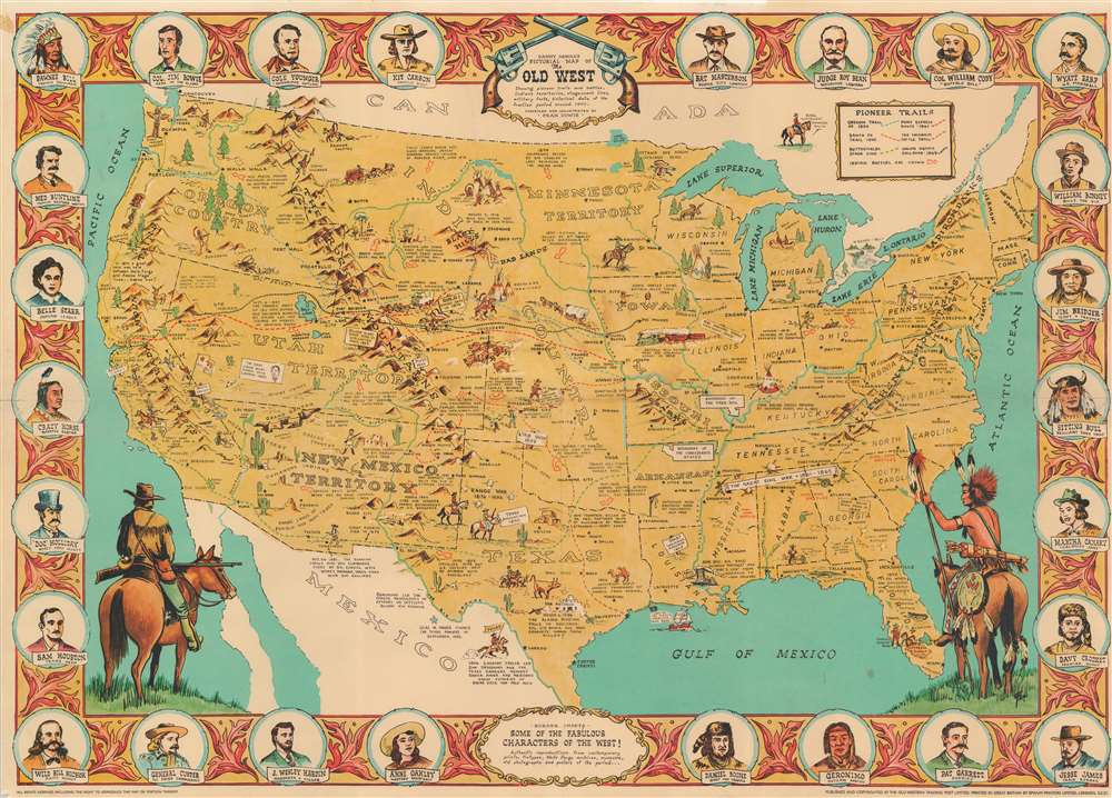 Danny Arnold's Pictorial Map of the Old West Showing pioneer