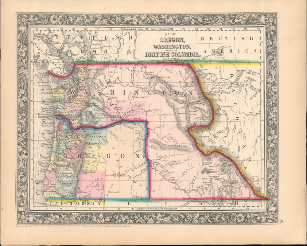 Map of Oregon, Washington, and Part of Idaho. - Main View