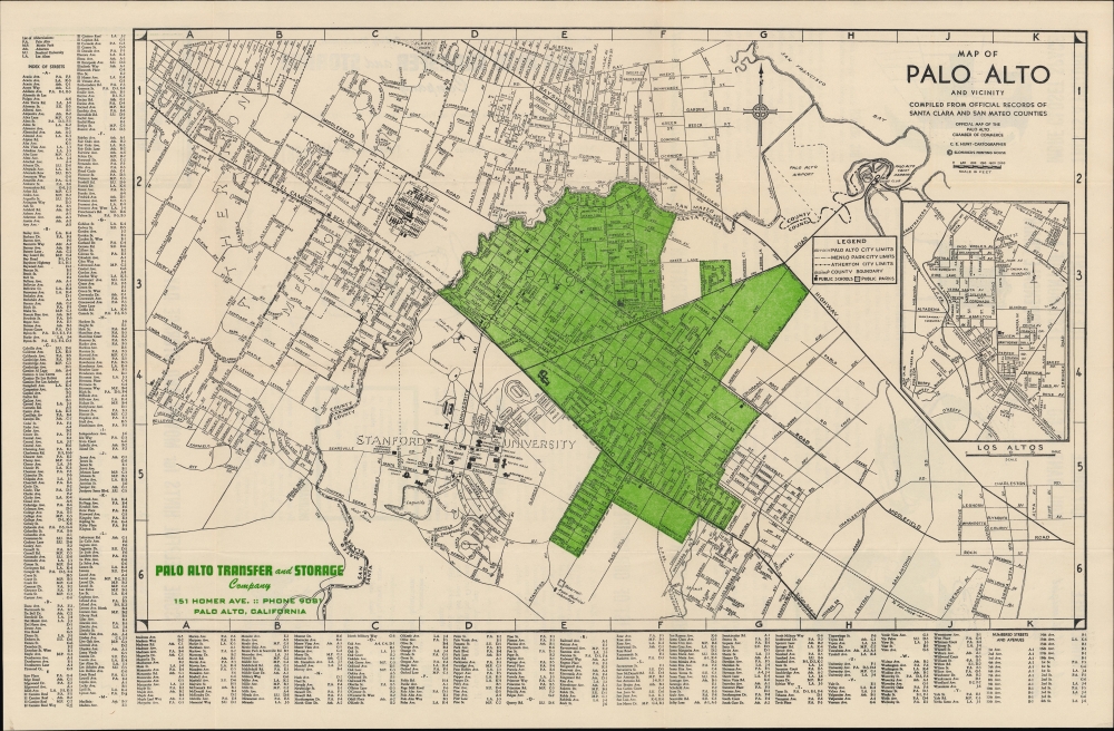 Map of Palo Alto and Vicinity Compiled from Official Records of Santa Clara and San Mateo Counties. - Main View