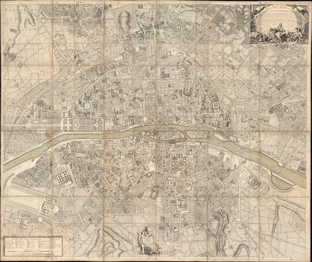 1777 Desnos / Deharme Wall Map of Paris, France