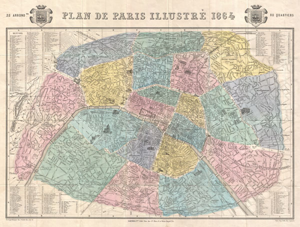 Plan de Paris Illustre 1864. - Main View