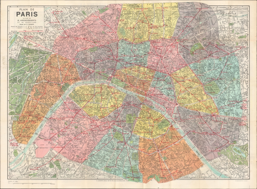 Nouveau Paris Monumental Itieraire Pratique de l'Etranger dans Paris. / Plan de Paris Divise en 20 Arrondissements et 80 Quartiers. - Alternate View 1