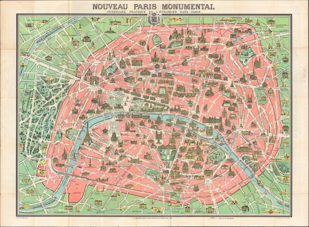 Nouveau Paris Monumental Itieraire Pratique de l'Etranger dans Paris. / Plan de Paris Divise en 20 Arrondissements et 80 Quartiers. - Main View