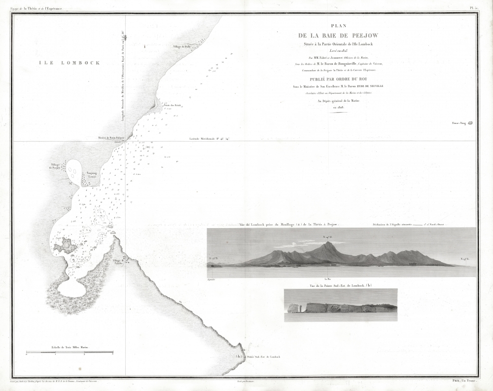 Plan de la Baie de Peejow Située à la Partie Orientale de l'Ile Lombock. - Main View