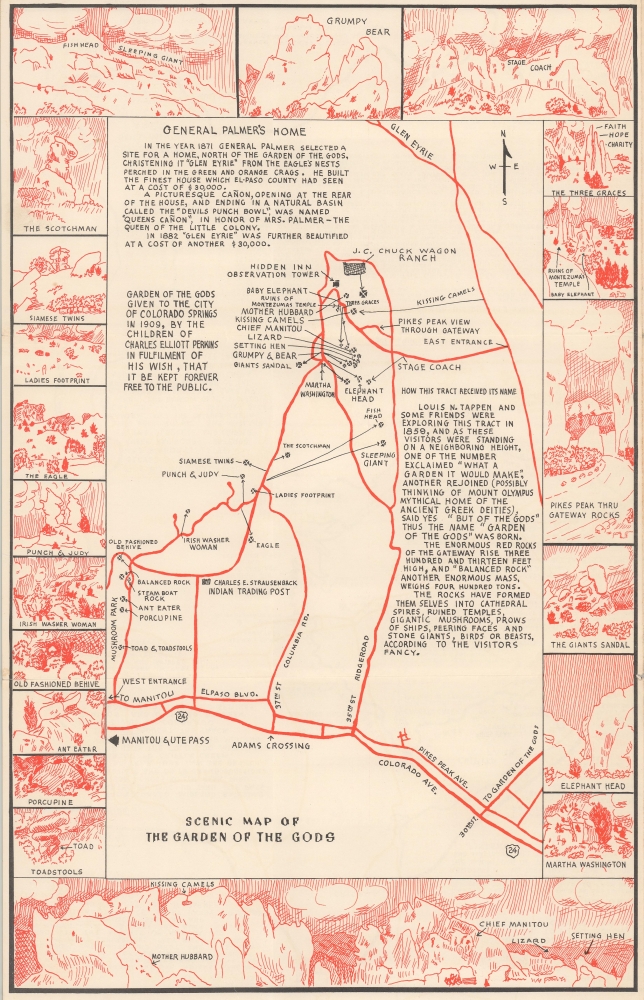 Scenic Map of the Garden of the Gods / Scenic Map of the Pikes Peak Region. - Main View