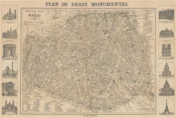 Plan de Paris Monumental.  Nouveau Plan de Paris. - Main View