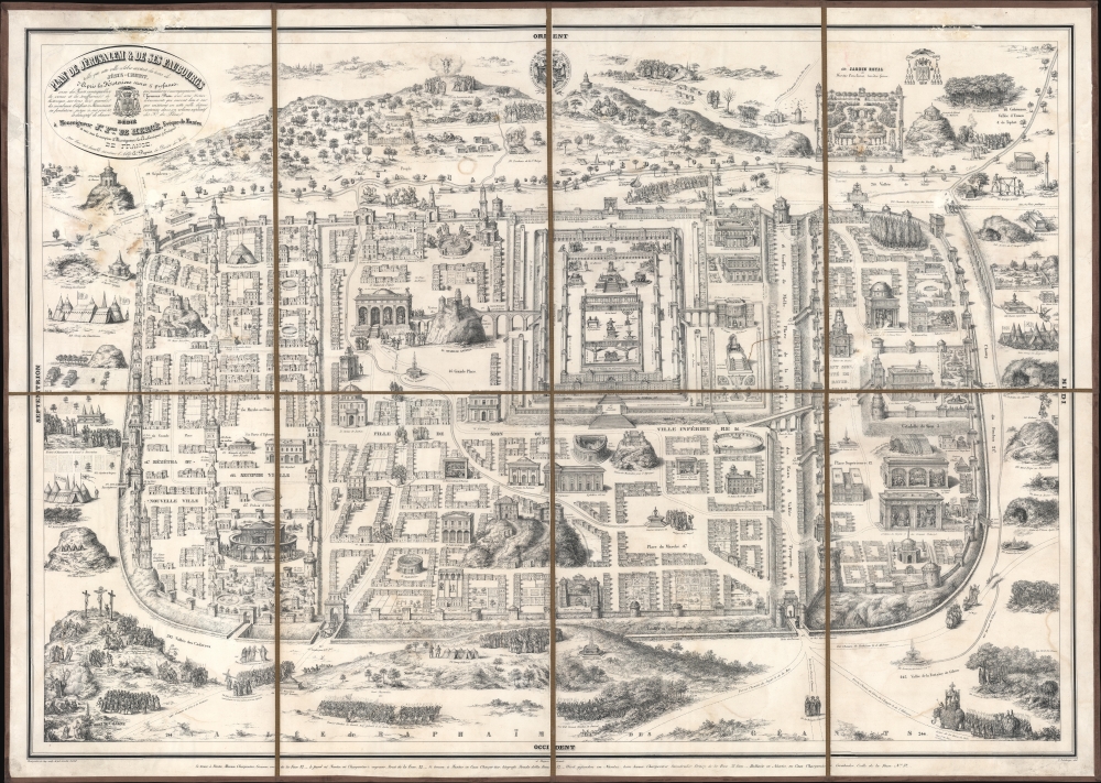 1840 Delahaye, Charpentier, and Dupuis Plan of Biblical Jerusalem