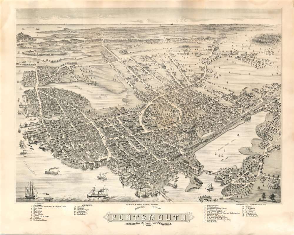 Bird's Eye View of Portsmouth Rockingham Co. New Hampshire, 1877. - Main View