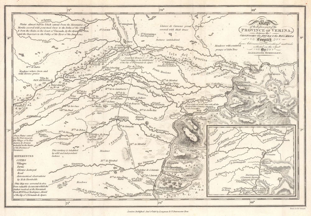 1818 Humboldt Map of Parts of Bolívar and Apure States, Venezuela