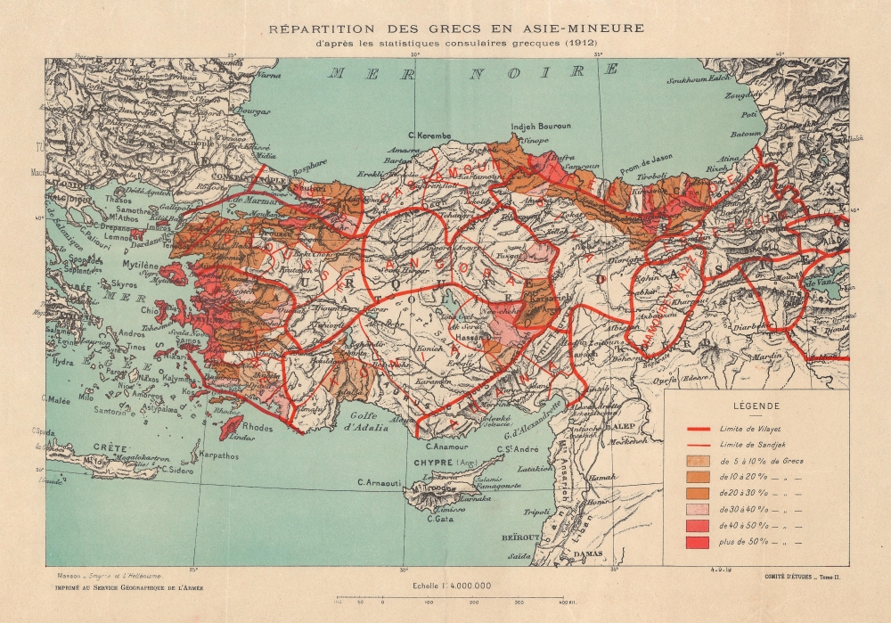 Repartition des Grecs en Asie-Mineure d'apres les statistiques consulaires grecques (1912). - Main View