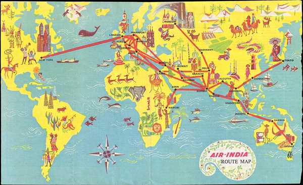 Air India Route Map. - Main View