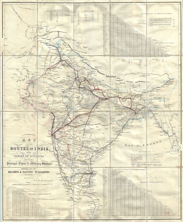 Map of the Routes in India, with tables of distances between the Principal Towns and Military Stations. - Main View