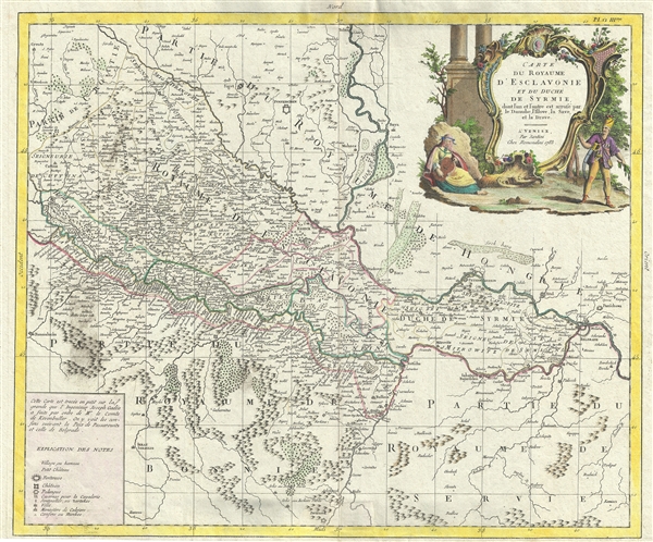 Carte du Royaume D'Esclavonie et du Duche de Syrmie, dont l'un et l'autre est arrose par le Danube, l'Illove, La Save, et la Drave. - Main View