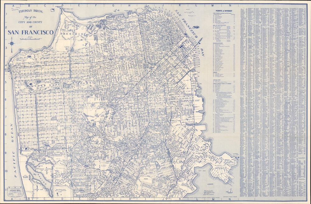 1945 Thomas Bros. Map of San Francisco, Berkeley, and Oakland